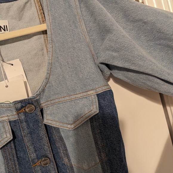 Ganni Denim Cutline Bleach Minidress - Picture 5 of 12